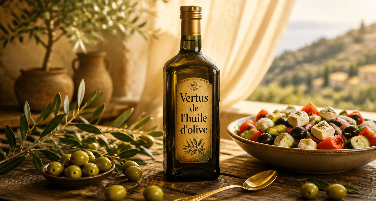 les bienfaits de l huile d olive en bouteille sur table