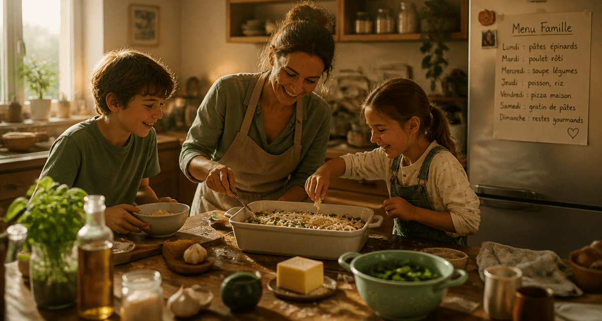 Menu famille semaine préparé en cuisine familiale