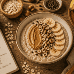 recette de porridge bol crémeux banane noisettes
