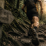 Running trail coureur sac hydratation chaussures crampons forêt