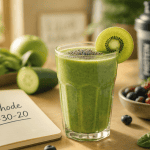 smoothie perte de poids vert avec graines de chia et kiwi