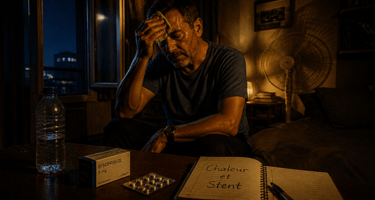 stent et chaleur homme essuie sueur