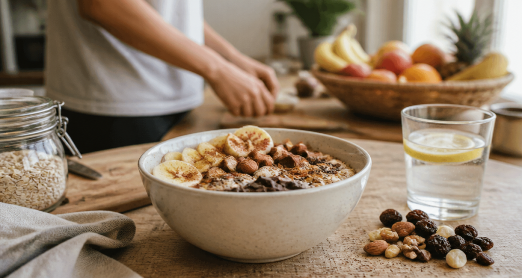 aliment qui donne de l energie rapidement bol avoine banane amandes