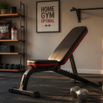 banc pour musculation avec haltères et accessoires
