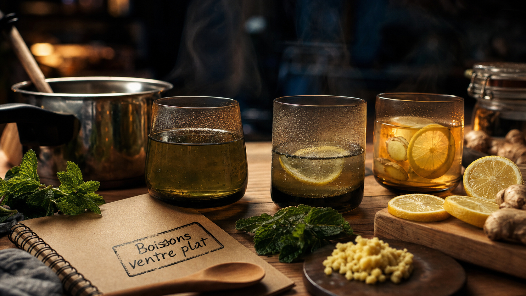 Boisson pour perdre du ventre : thé vert, citron-vinaigre et gingembre