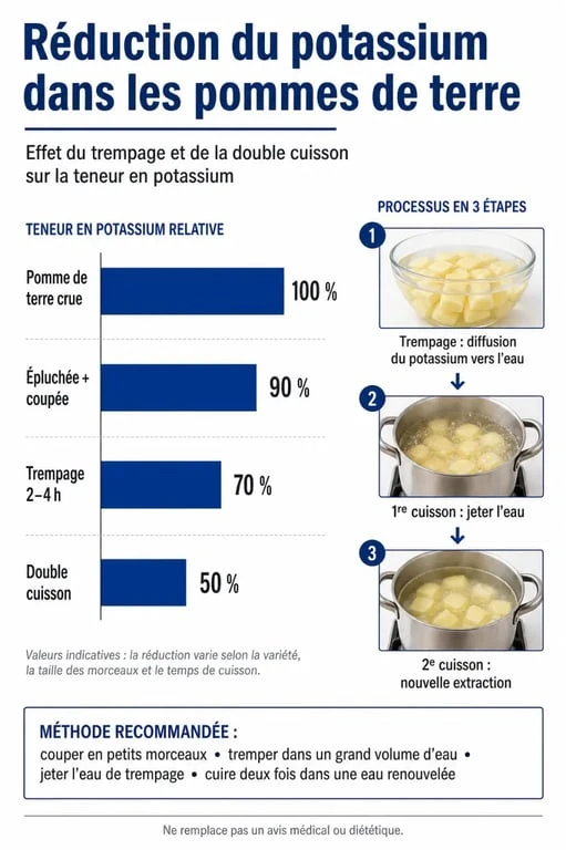 Infographie sur la réduction du potassium dans les pommes de terre pour les régimes rénaux