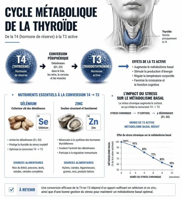 Schéma explicatif du fonctionnement de la thyroïde et des nutriments pour booster sa thyroïde pour maigrir