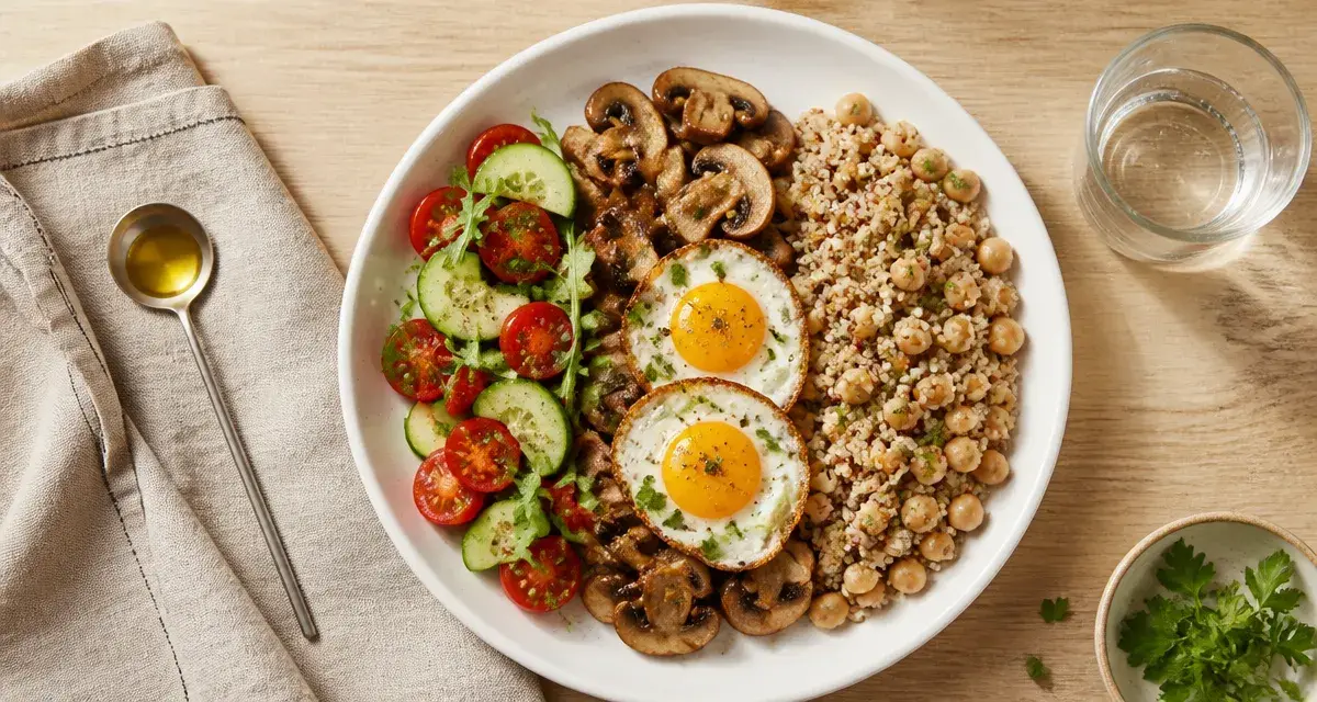 Idées repas équilibré : assiette idéale, légumes, protéines, céréales