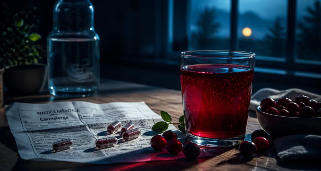 Jus de cranberry infection urinaire sur table