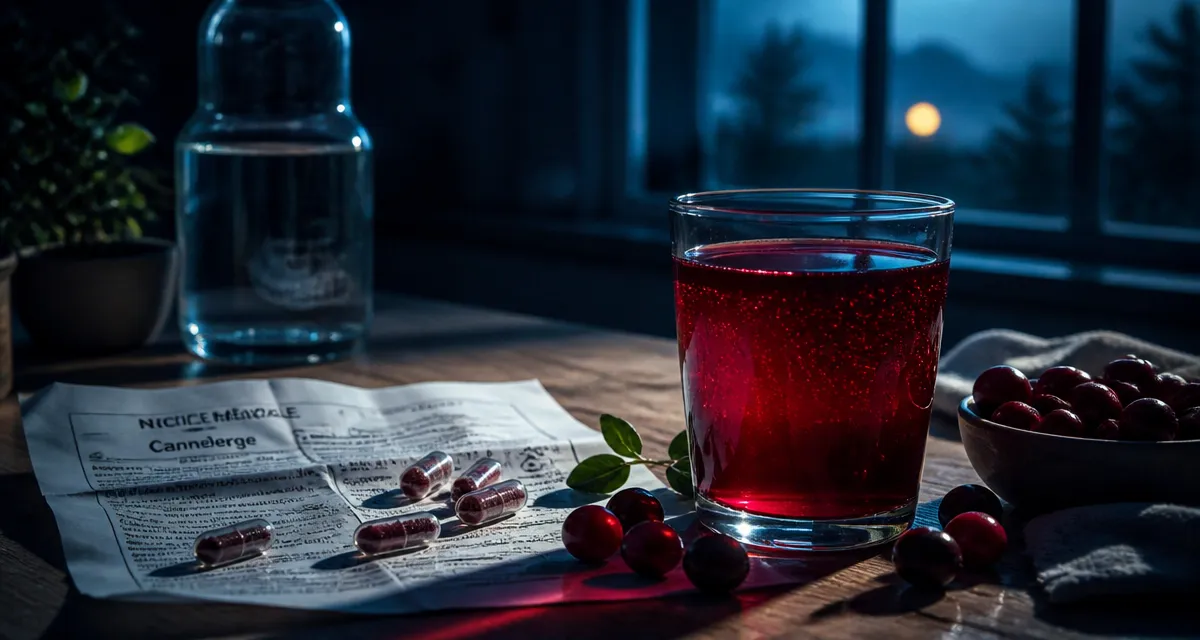 Jus de cranberry infection urinaire sur table