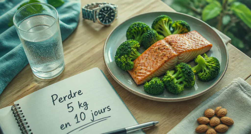 perdre 5 kg en 10 jours assiette saumon brocolis