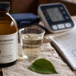Seve de bouleau et hypertension : bouteille et tensiometre