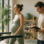 sport grossesse - 1er trimestre, femme enceinte sur tapis roulant