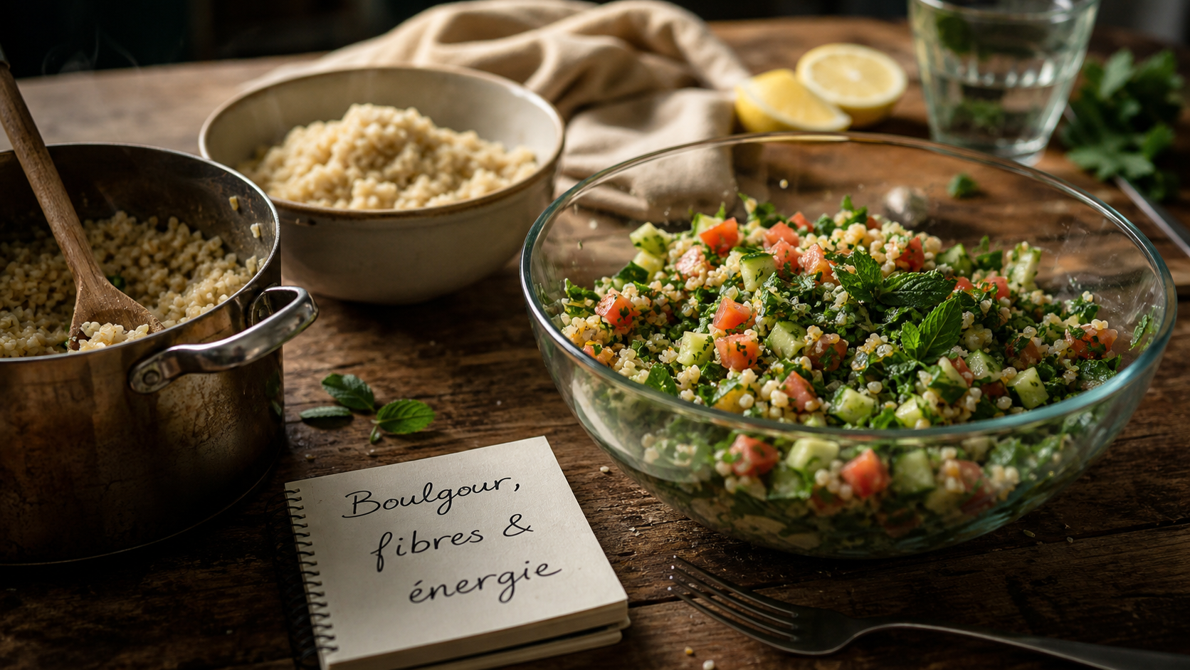 Boulgour feculent : salade de boulgour et herbes fraîches
