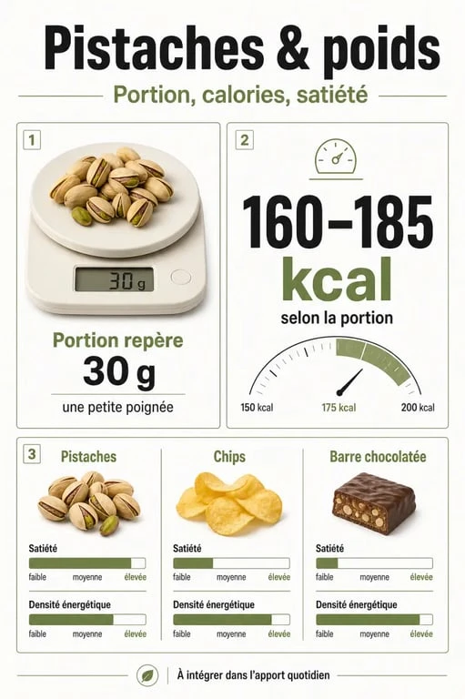 Les pistaches font elles grossir : infographie sur les calories, les portions et la satiété