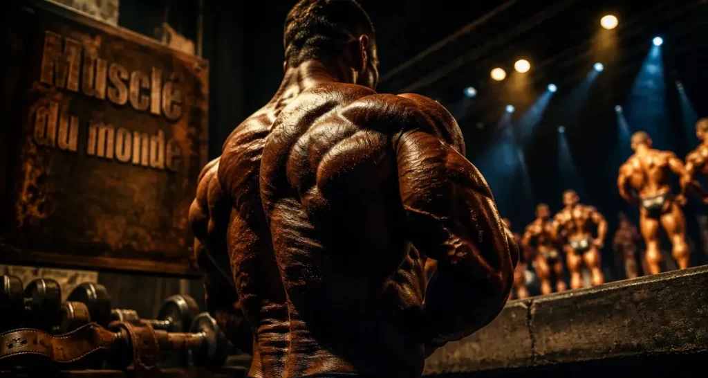 Homme le plus muscle du monde en salle de musculation, bodybuilding