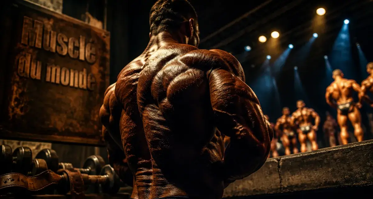 Homme le plus muscle du monde en salle de musculation, bodybuilding