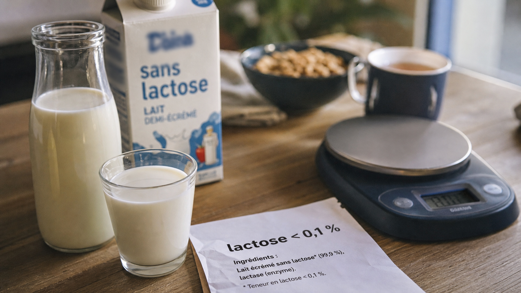 Lait sans lactose danger : lactose < 0,1 % sur étiquette