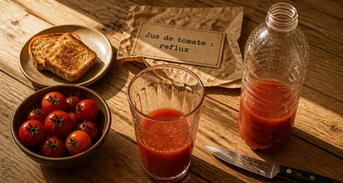 Les méfaits du jus de tomate : reflux et acidité, verre de jus de tomate