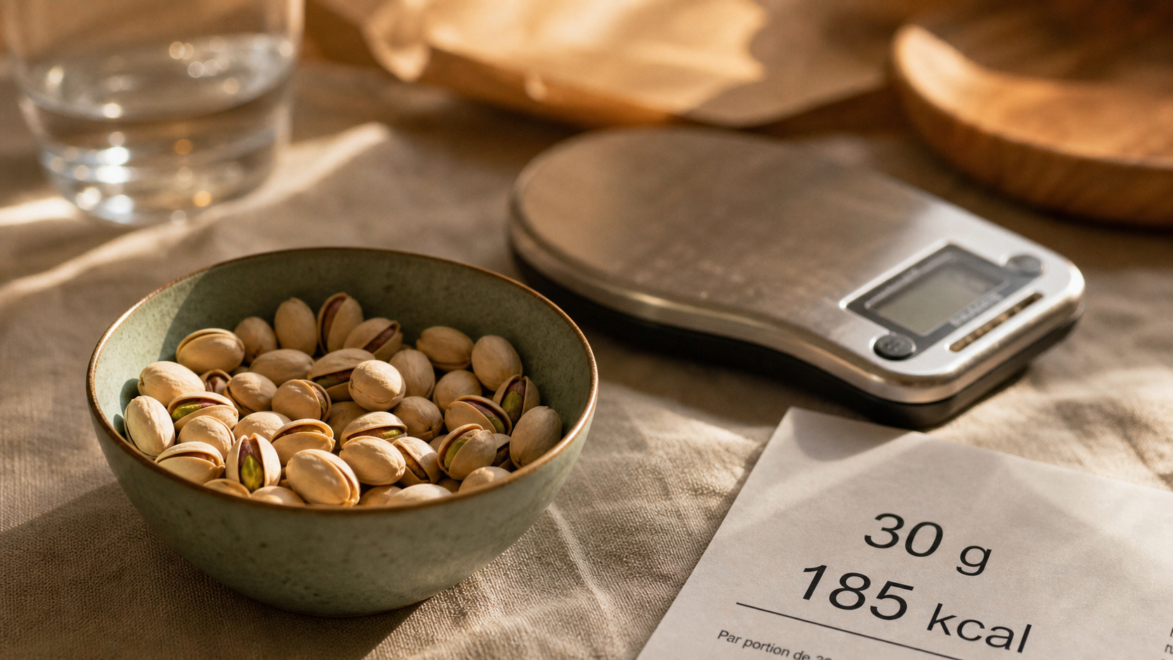 Les pistaches font elles grossir ? 30 g, 185 kcal, satiété
