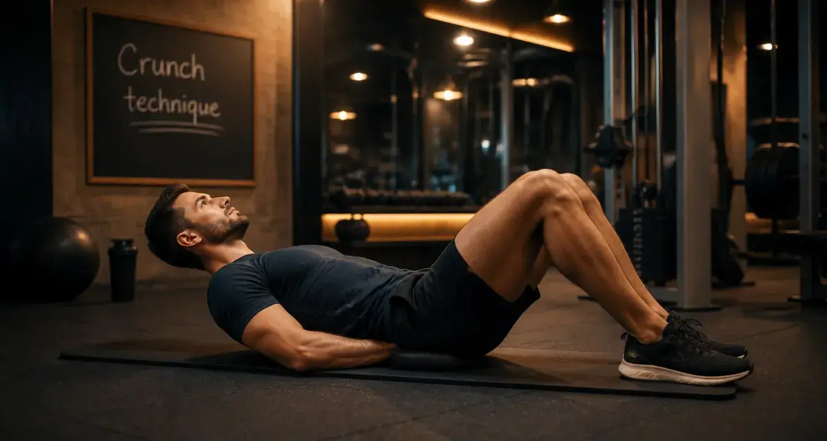 Crunch muscu avec coussin sous lombaires, exécution sûre