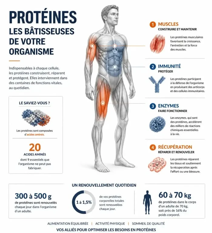 Pourquoi manger des protéines : rôles dans les muscles, la récupération et l’immunité
