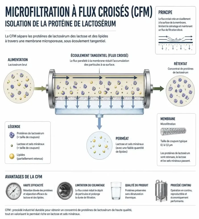 Processus de fabrication de la whey isolate par microfiltration
