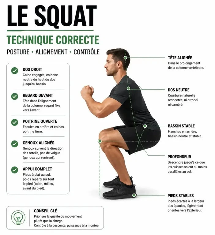 Technique du squat pour se muscler les cuisses efficacement
