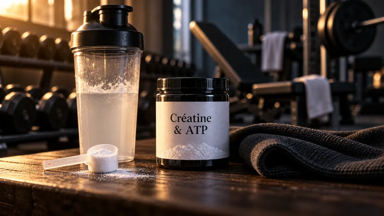 Créatine pour musculation : shaker et créatine monohydrate, 3 à 5 g/j sans phase de charge