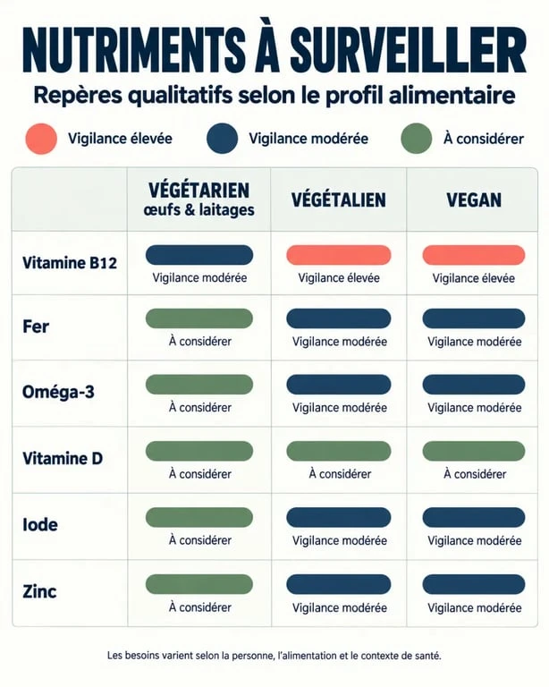 Complément alimentaire végétarien : nutriments à surveiller selon le profil alimentaire