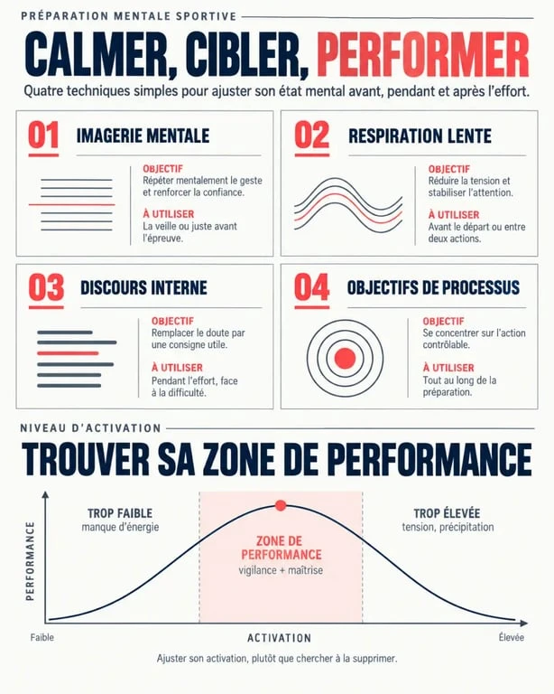 Infographie sur la préparation mentale sportive et les principales techniques de performance