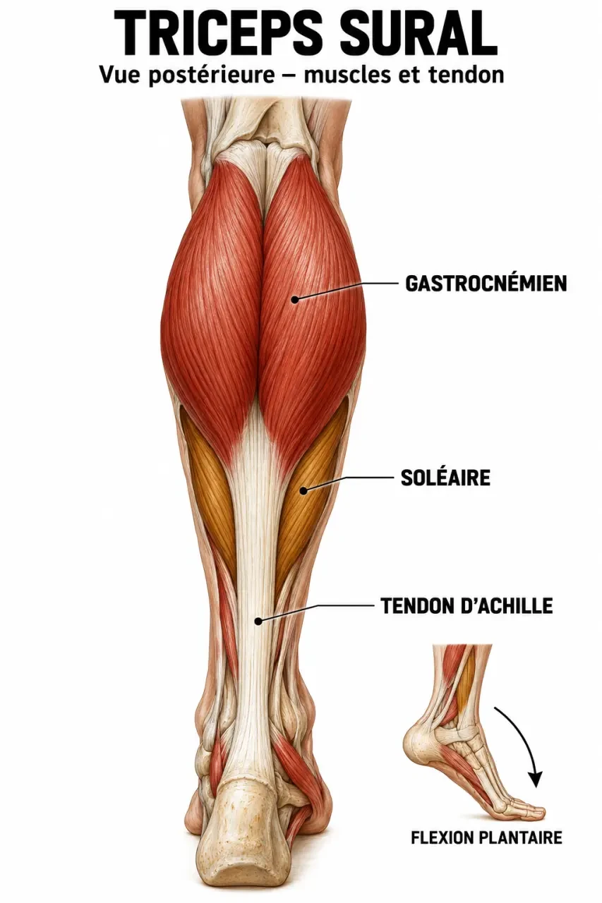 Anatomie des muscles sollicités par les étirements mollets
